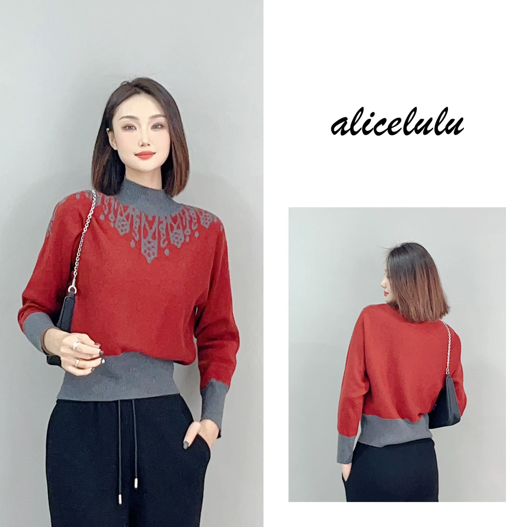 2 ALICE “冬日纤纤”毛衣 蝙蝠袖 时髦拼色 S2141311U