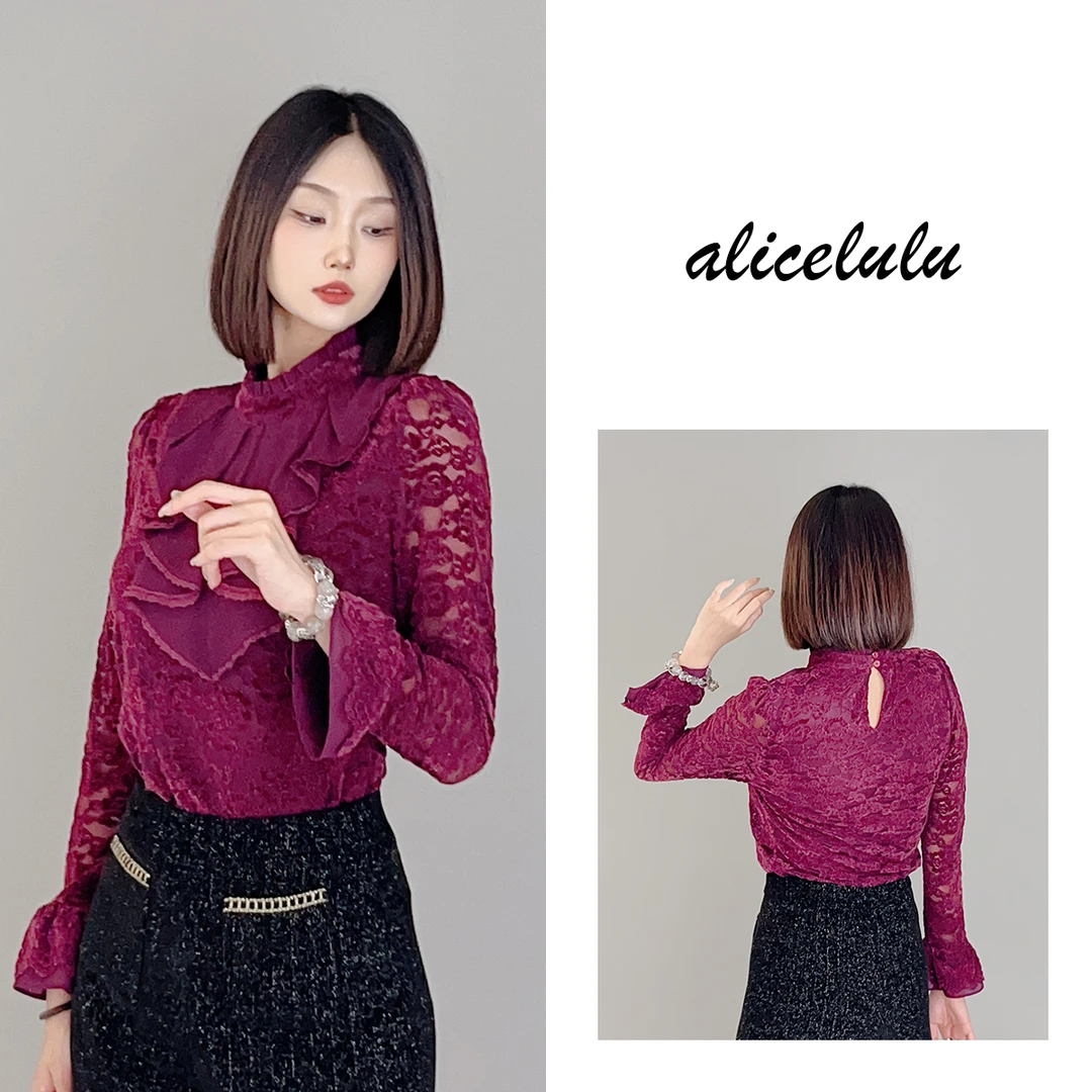 2 ALICE “王妃紫”衬衫 宫廷蕾丝 优雅花边 S2140320Q