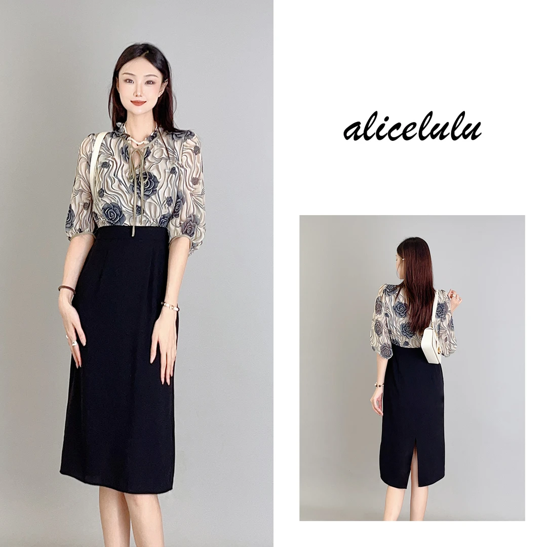 3 ALICE “浮花之梦”连衣裙 立体印花 优雅拼接 S1034000D