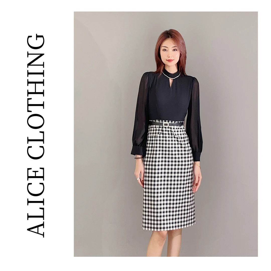 1【ALICE “格调丽人”通勤连衣裙】端庄知性 皮质腰带 S1032942Q