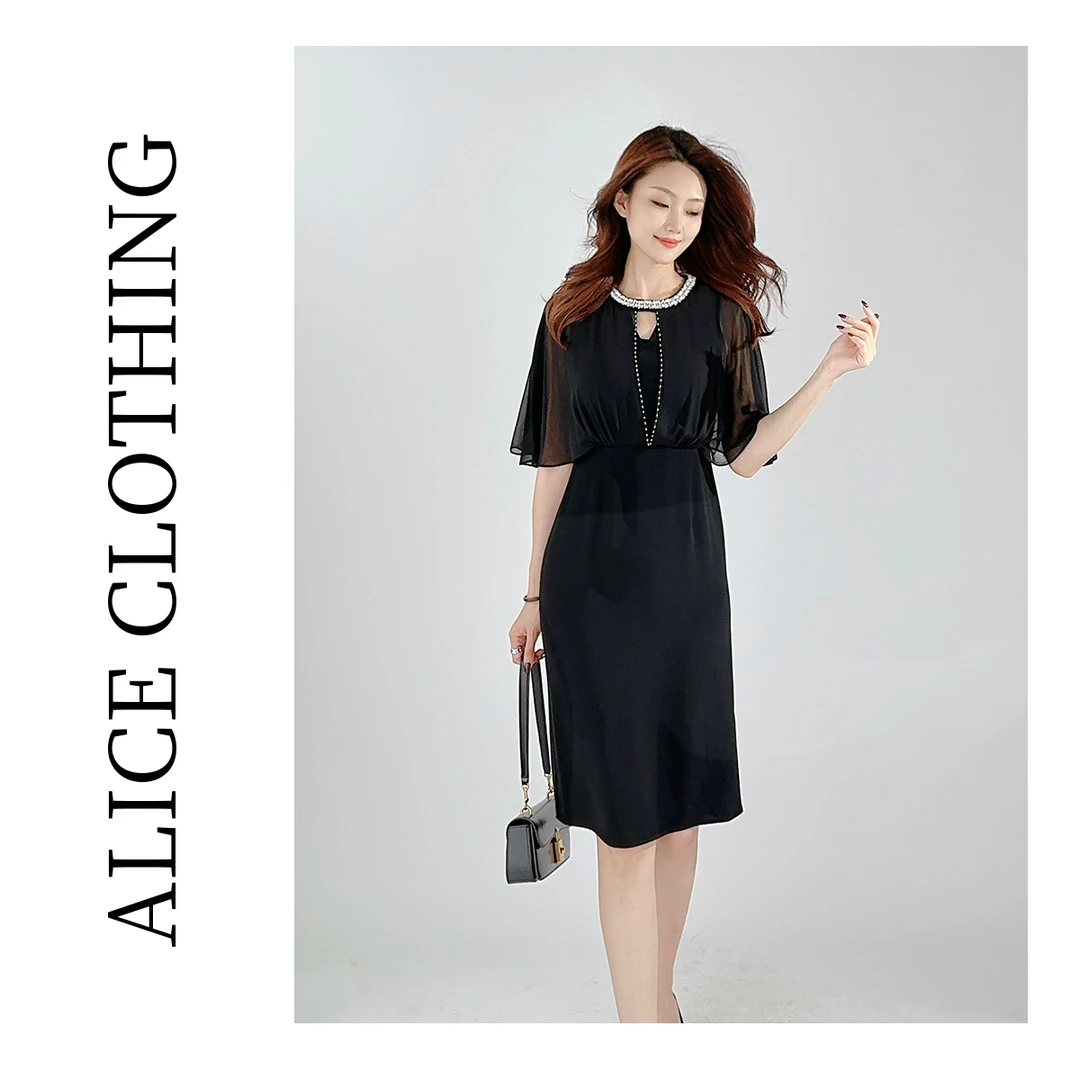 1【ALICE “晚宴女主”连衣裙】轻奢醋酸 璀璨钉钻 S2138059W