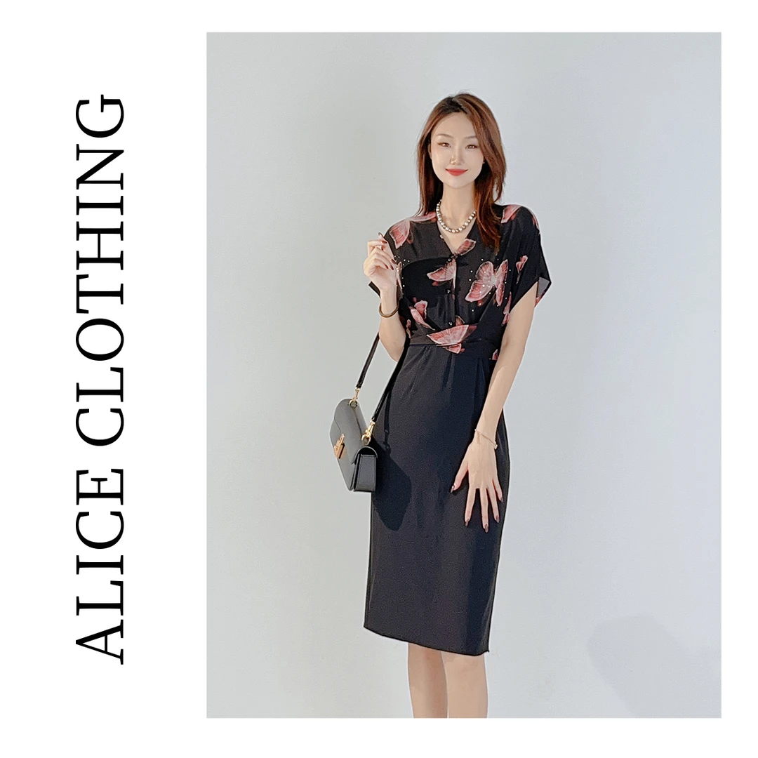 1 ALICE “梦幻之蝶”连衣裙 高温烫钻 系带拼接 S1033626W