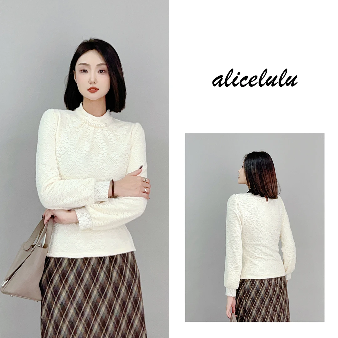 6 ALICE “法式柔梦”衬衫 花朵蕾丝 柔美钉珠 S2140757E