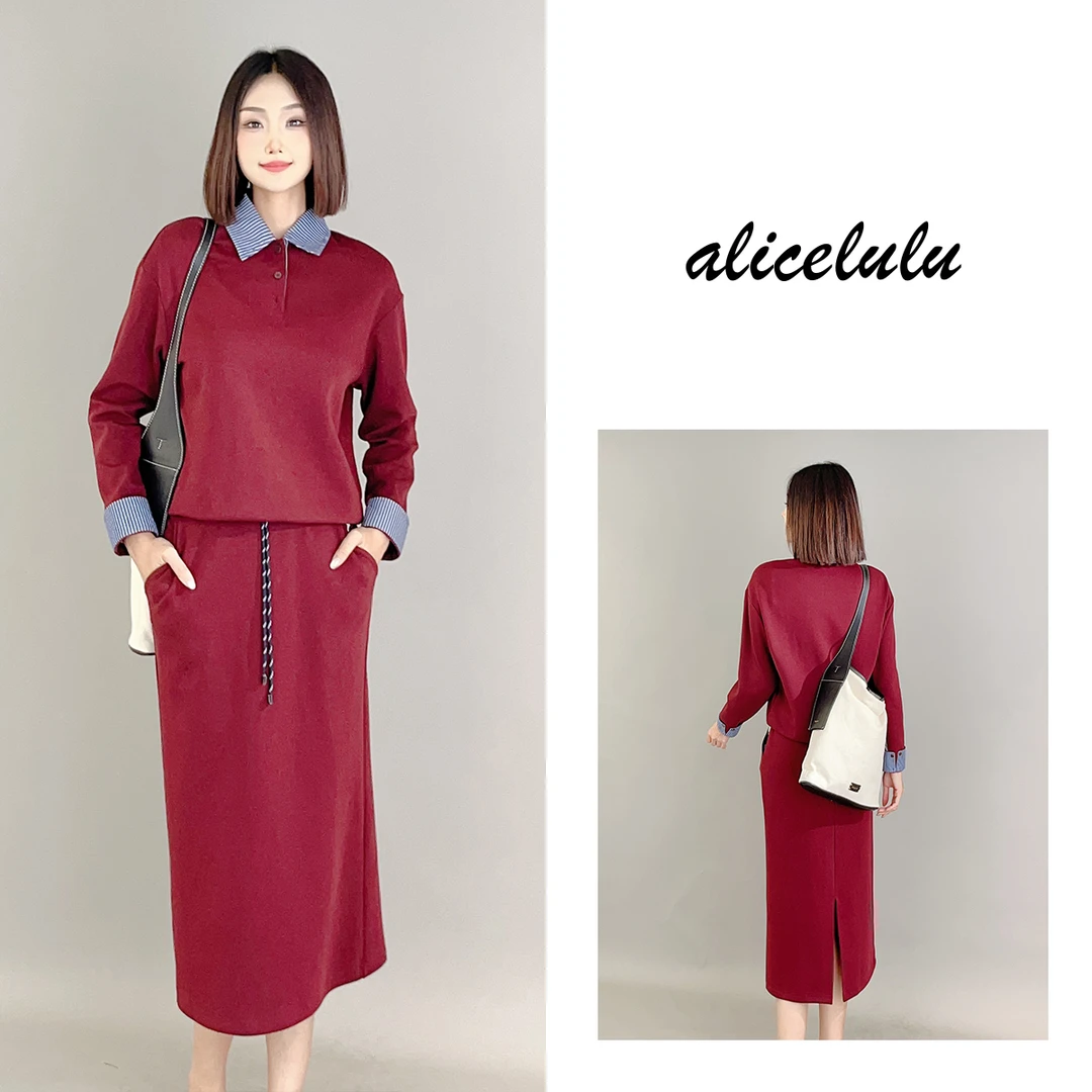 1 ALICE “新派学院”女装套装 青春层次 勃垦地红 S1034456L