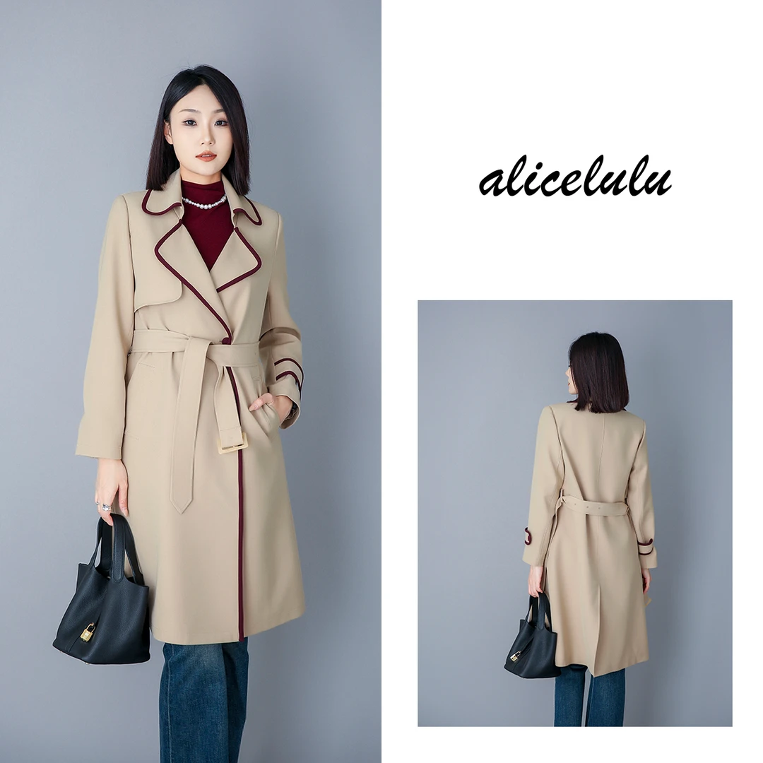 1 ALICE “与风同行”风衣 时髦拼色 飒美优雅 S2139171A