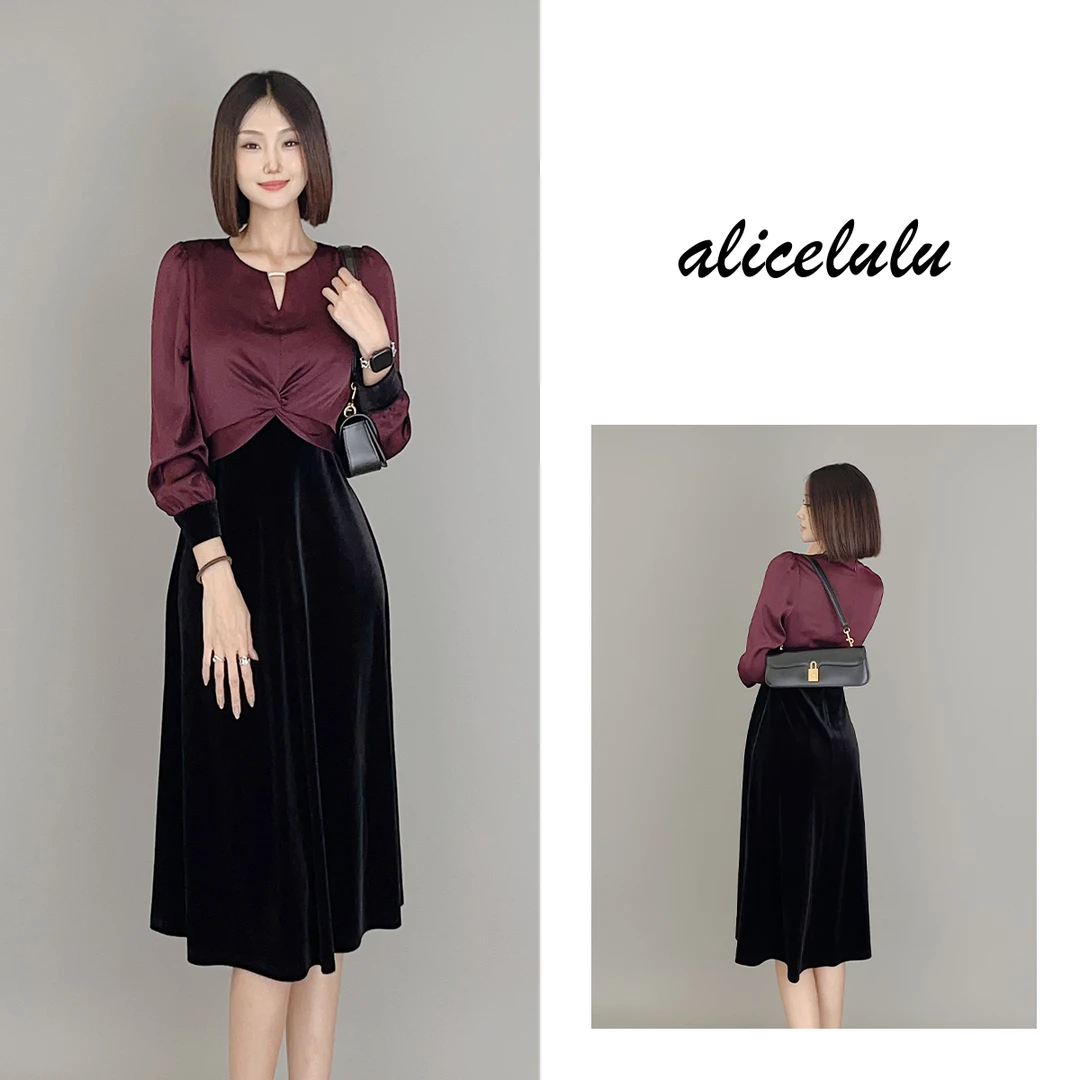 3 ALICE “紫光夫人”连衣裙 扭结拼接 华美丝绒 S2139715J