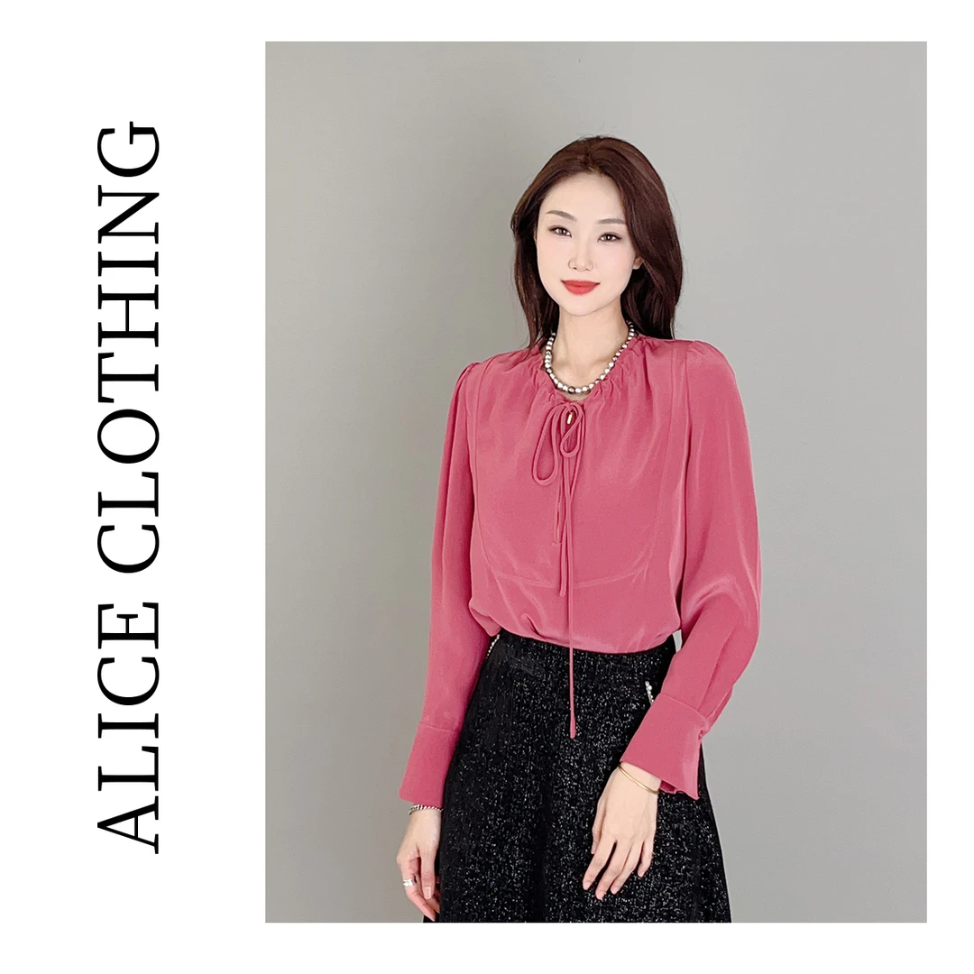 2【ALICE “玫瑰紫”时尚上衣】褶皱拉链 轻奢顺滑 S2136167G