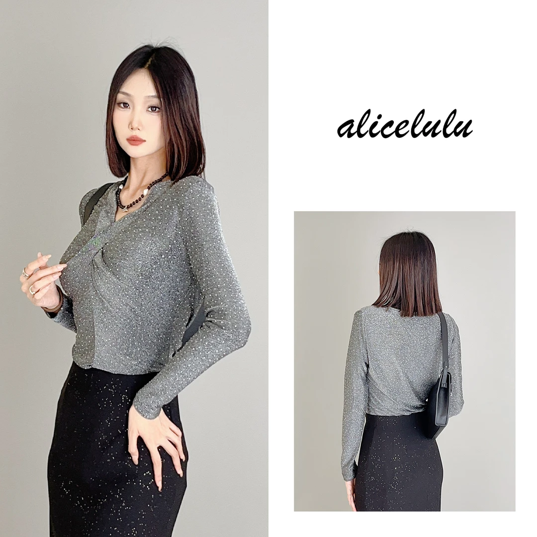 2 ALICE “灿若银河”衬衫 交叉显瘦 璀璨烫钻 S2139443L