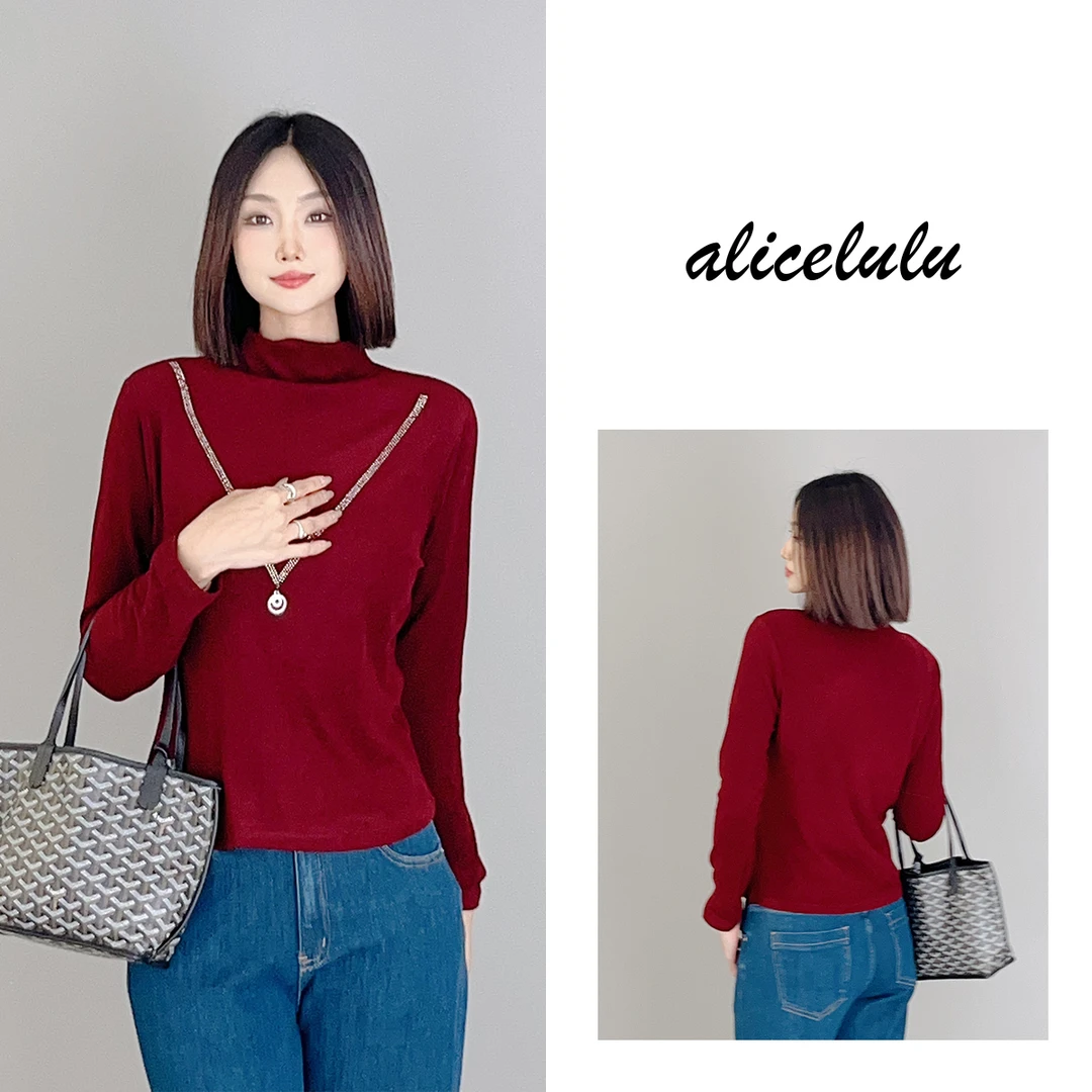 3 ALICE “小V脸”打底衫 大V烫钻 时髦显瘦 S2140125T