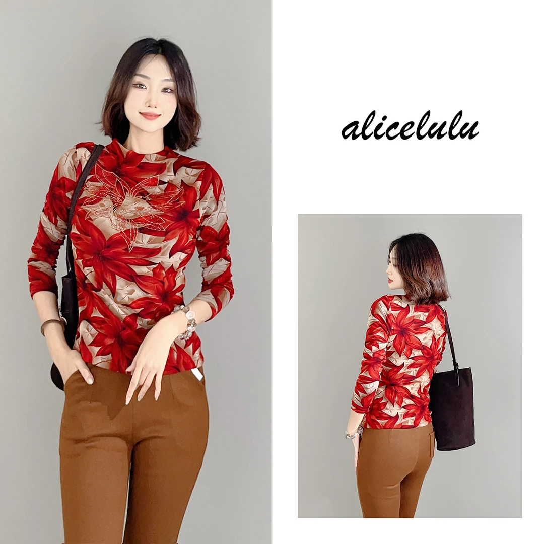 3 ALICE “红叶情”打底衫 浪漫优雅 弹力百搭 S2140139T