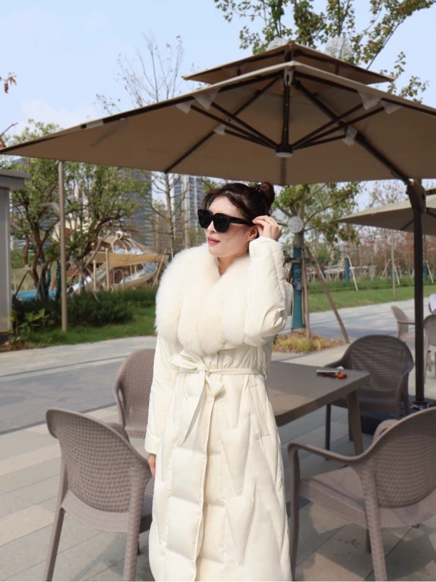 2025新款修身中长款外套女狐狸毛领加厚保暖秋冬HN-23-28-1