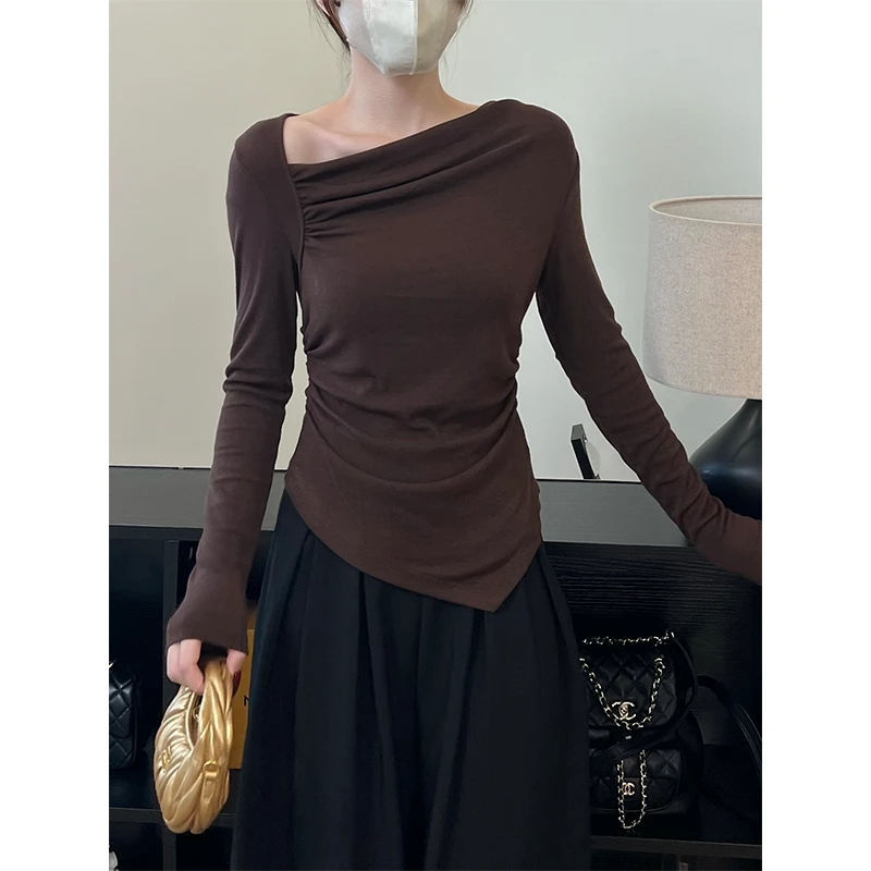 早秋新款！6196#韩系荡领时尚百搭小衫