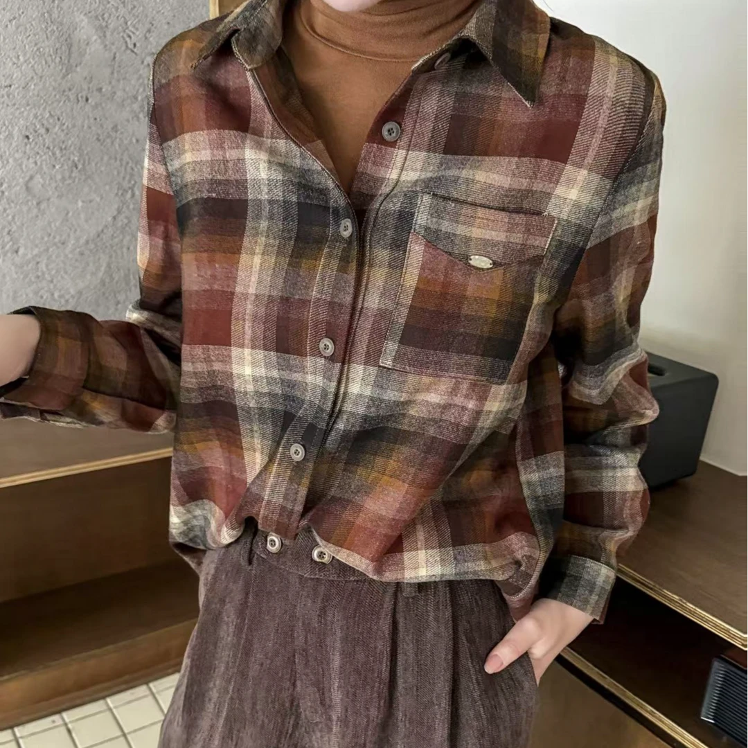 CLORIS/歌迪丝格子衬衣休闲复古