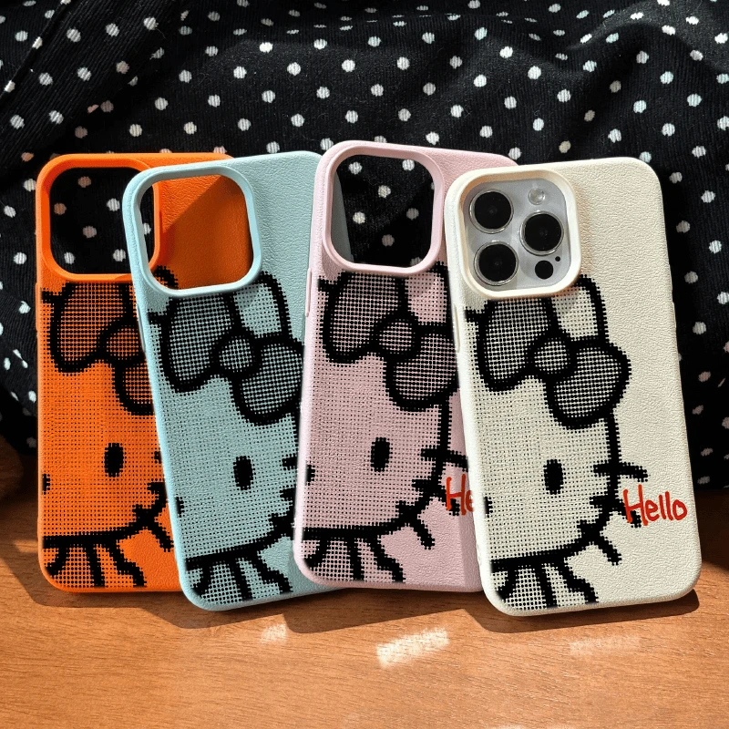 皮纹苹果15promax手机壳可爱16适用iPhone13软12马赛克Kitty猫14p