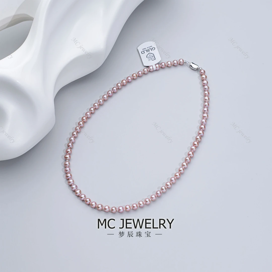 【小海天霞】辰妈家稀有色无核5-6mm珍珠项链-吉尔德证书