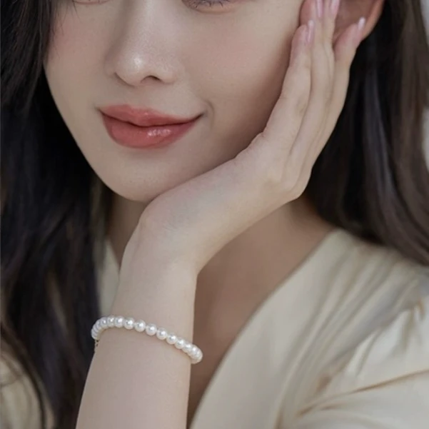 淡水无核6-7mm珍珠手链气质轻奢百搭百搭精致简约甜美女士优雅