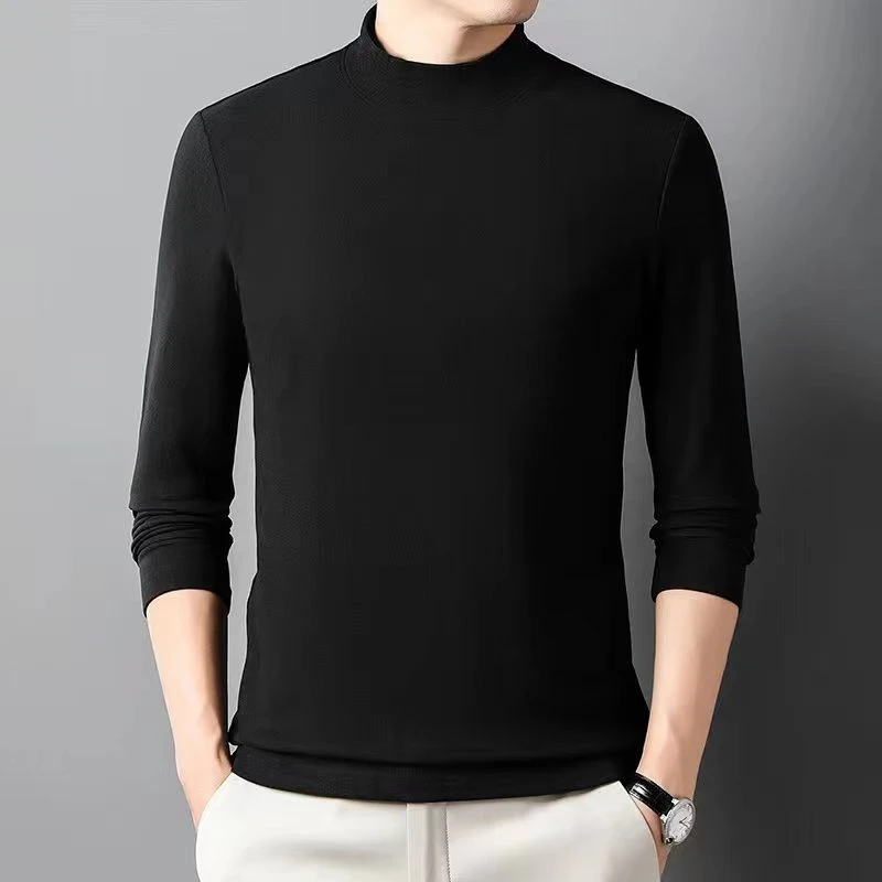 2023-秋季新品半高领纯色蚕丝羊绒打底衫【235301】