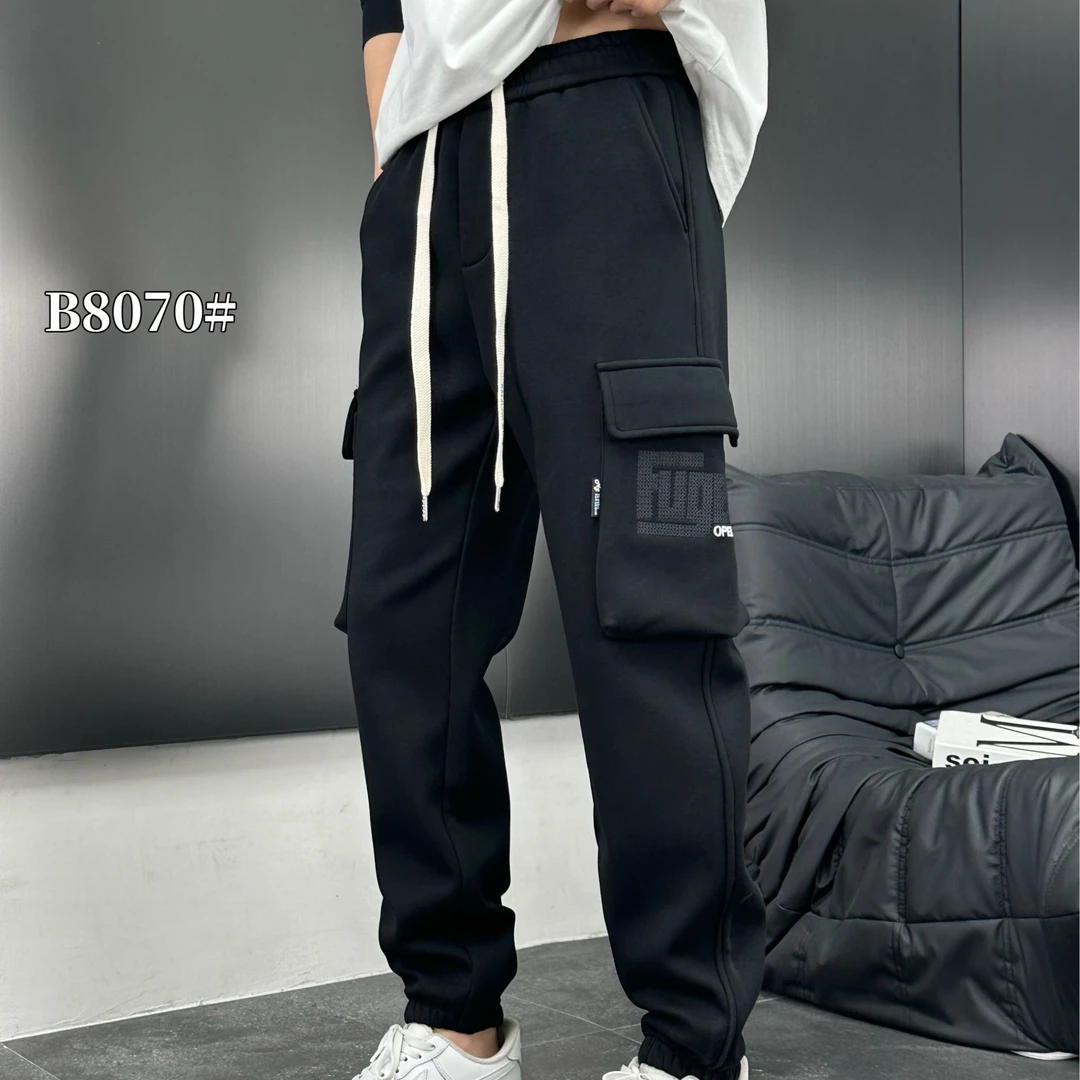 2024-冬季新品时尚潮流个性加绒加厚束脚工装男士休闲裤【8070】