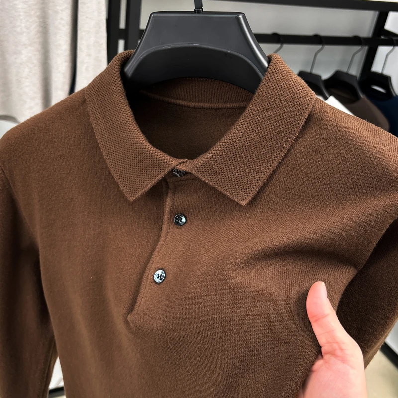 【天丝羊毛】混纺500克重磅羊毛衫男长袖加厚纯色翻领针织保暖毛衣