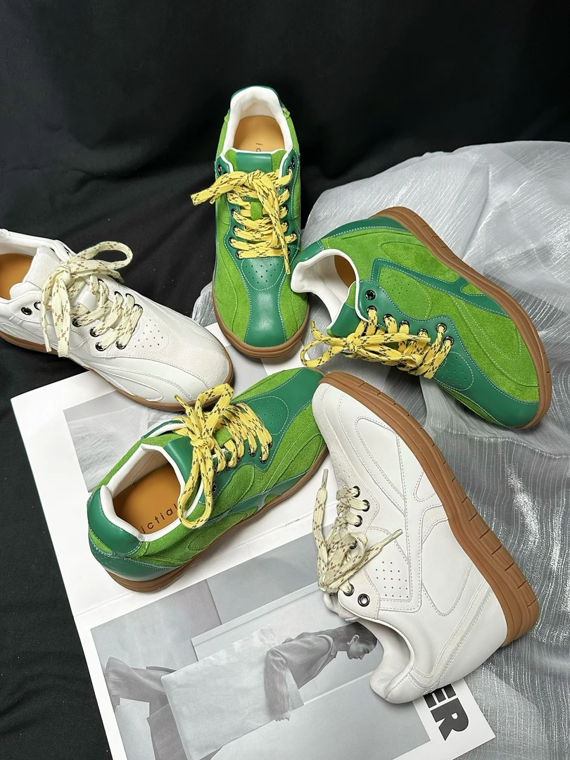 ICTIALY蒂塔利7CM~9cm增高小众真皮德训鞋秋季透气保龄球休闲鞋