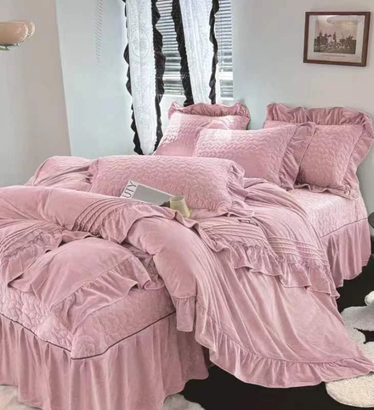 水立方-床盖款四件套加绒加厚牛奶绒婴儿绒床盖四件套