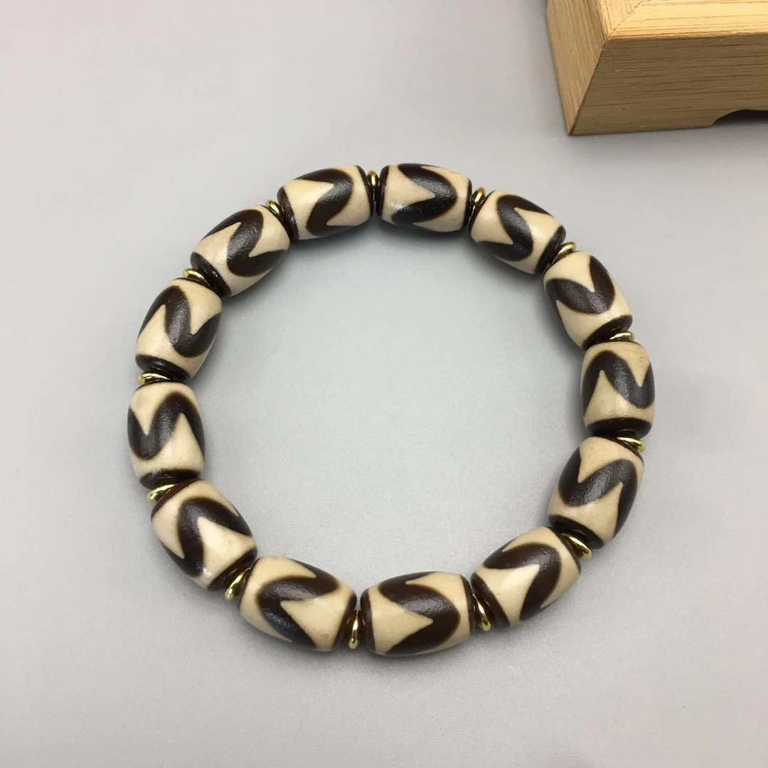 真品天然玛瑙西藏至纯虎牙老形珠玉手串手链手工编织民族风男女款