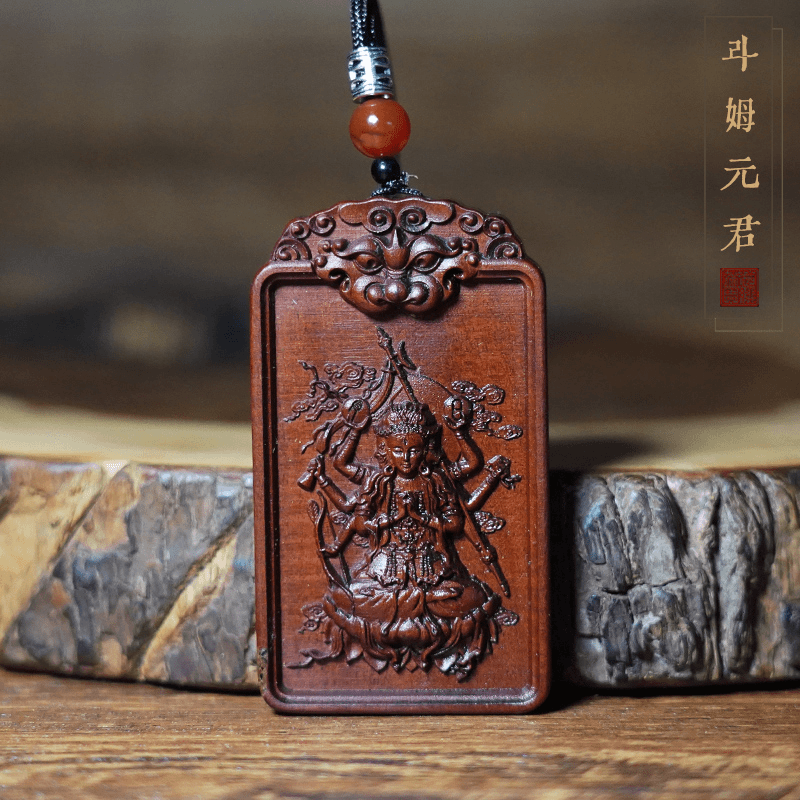 天然雷击木枣木斗母元君吊牌