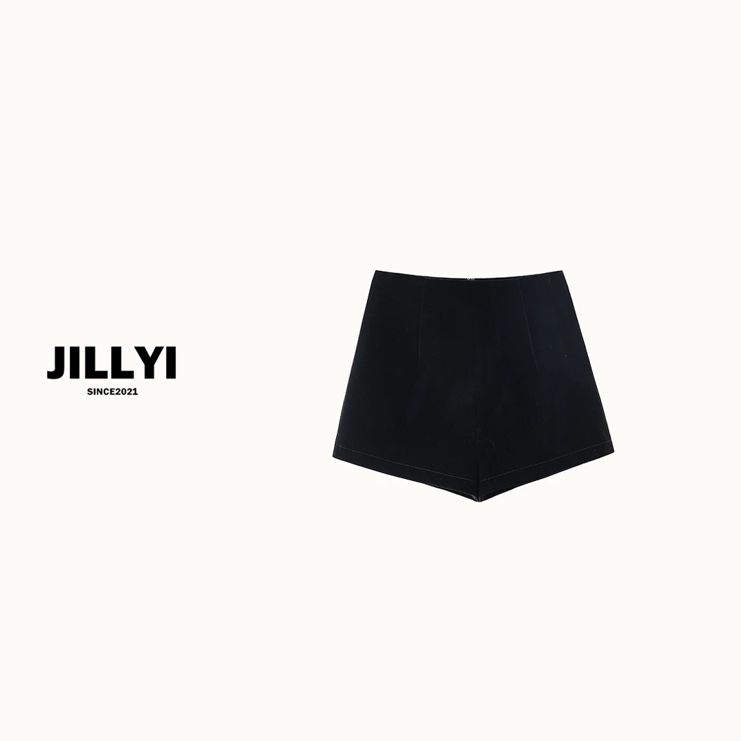 JILLYI【丝绒短裤】百搭经典简约显瘦短裤时尚防走光小香风黑色女