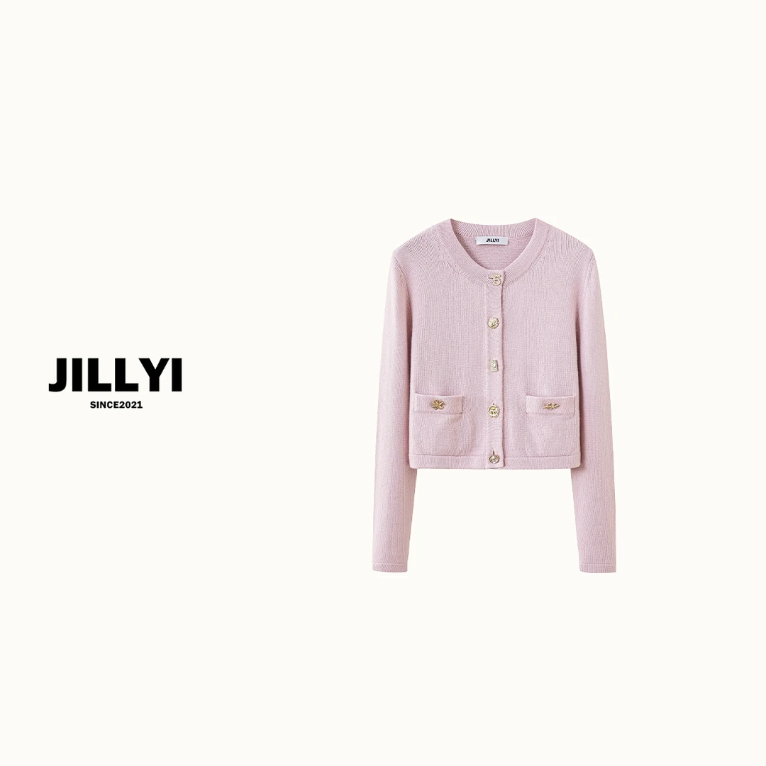 JILLYI【黑金传说】香香子两色定制扣开衫小香风气质长袖秋冬轻奢