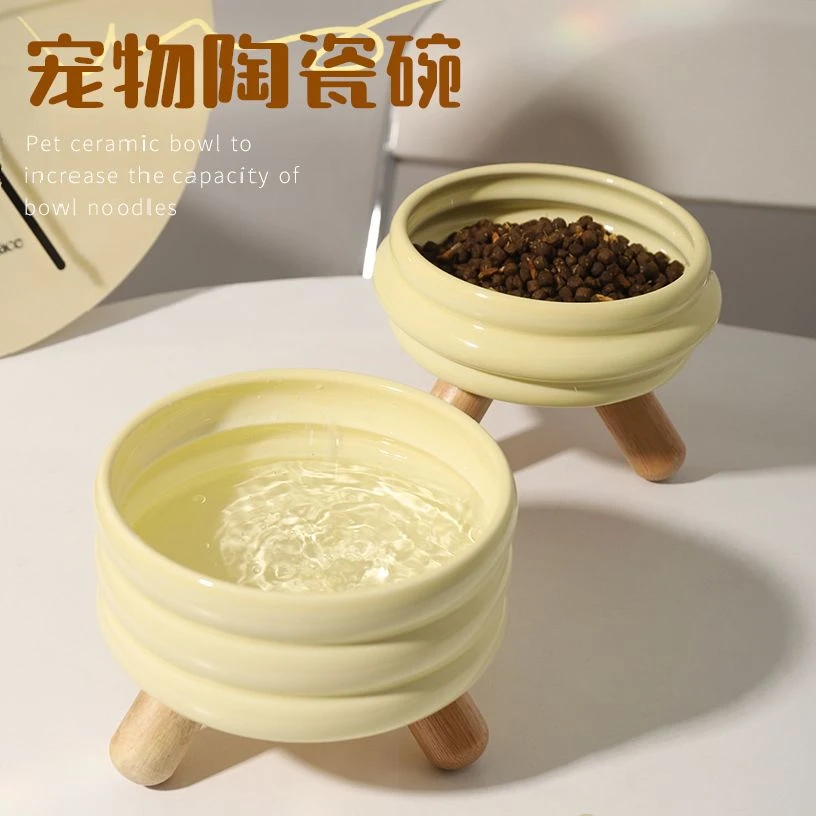 猫粮碗水碗gulu宠物碗陶瓷彩色喂食碗狗狗食盆高脚护颈猫碗防打翻