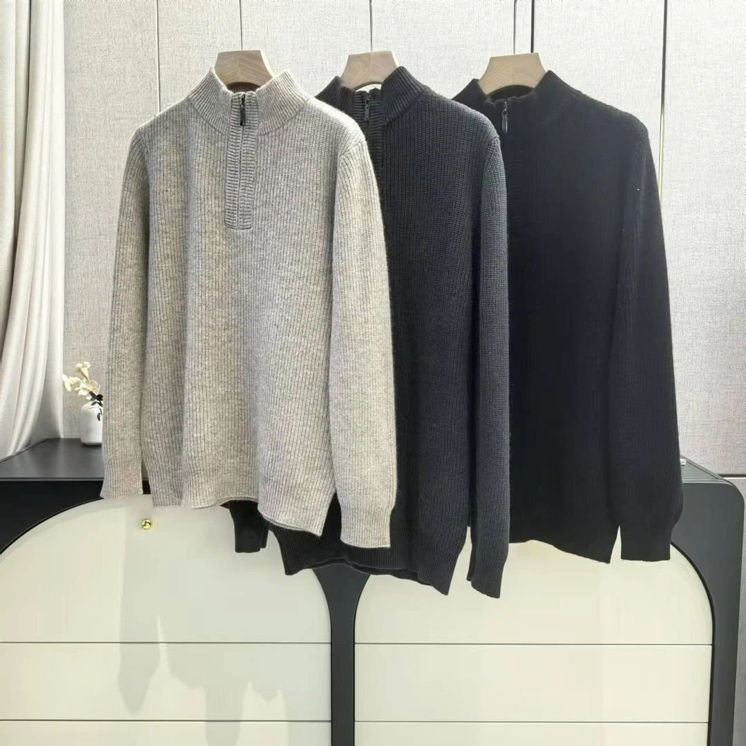 2396秋冬立领半拉链男士加厚套头针织毛衣
