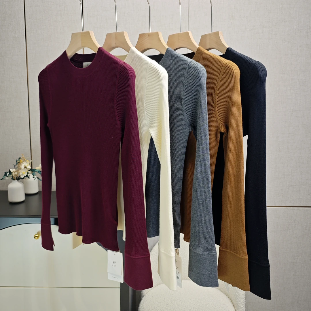 76601圆领经典百搭纯色长袖羊毛针织衫羊毛衫
