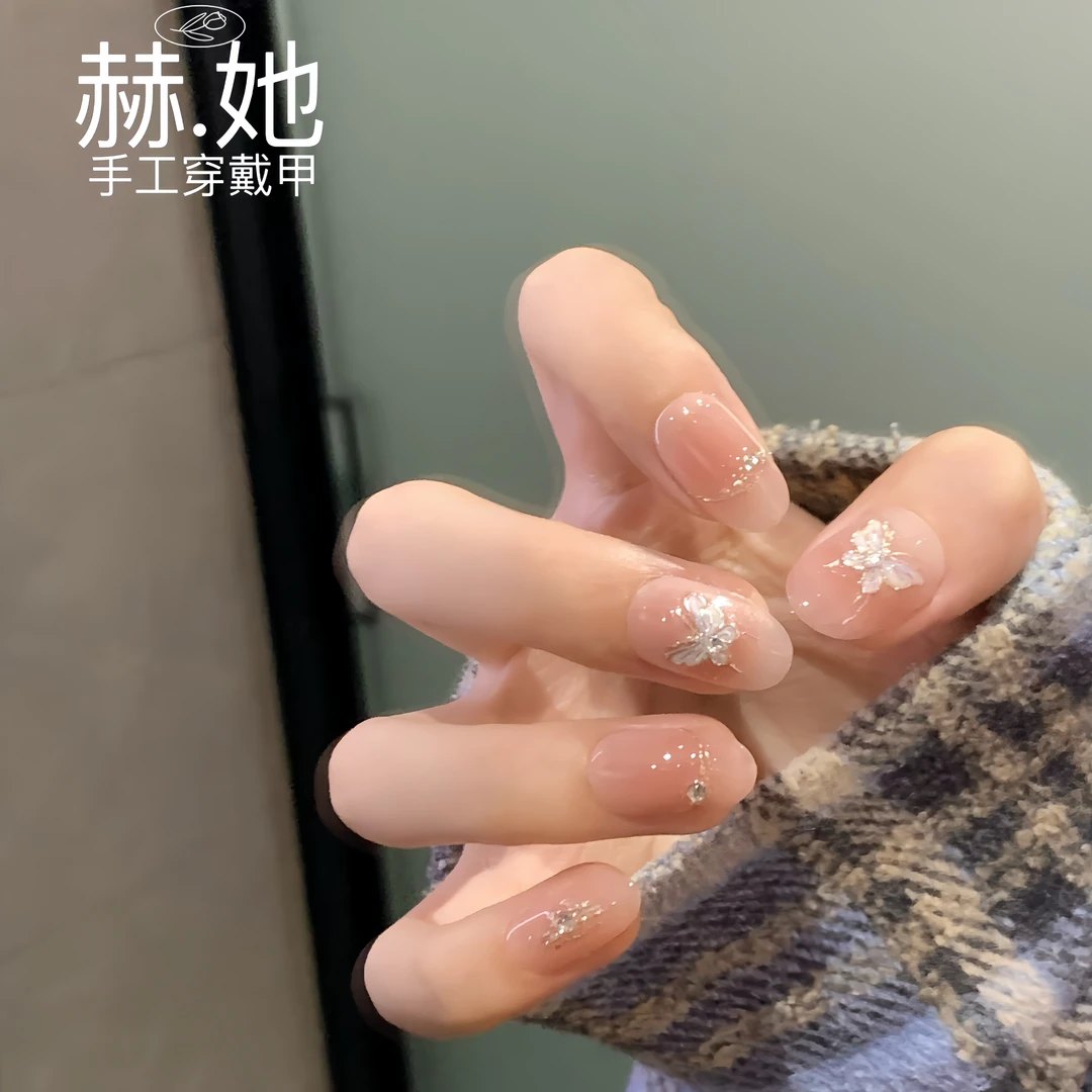 【蝶影】手绘蝴蝶裸色千金 纯手工显白高级纯欲穿戴甲