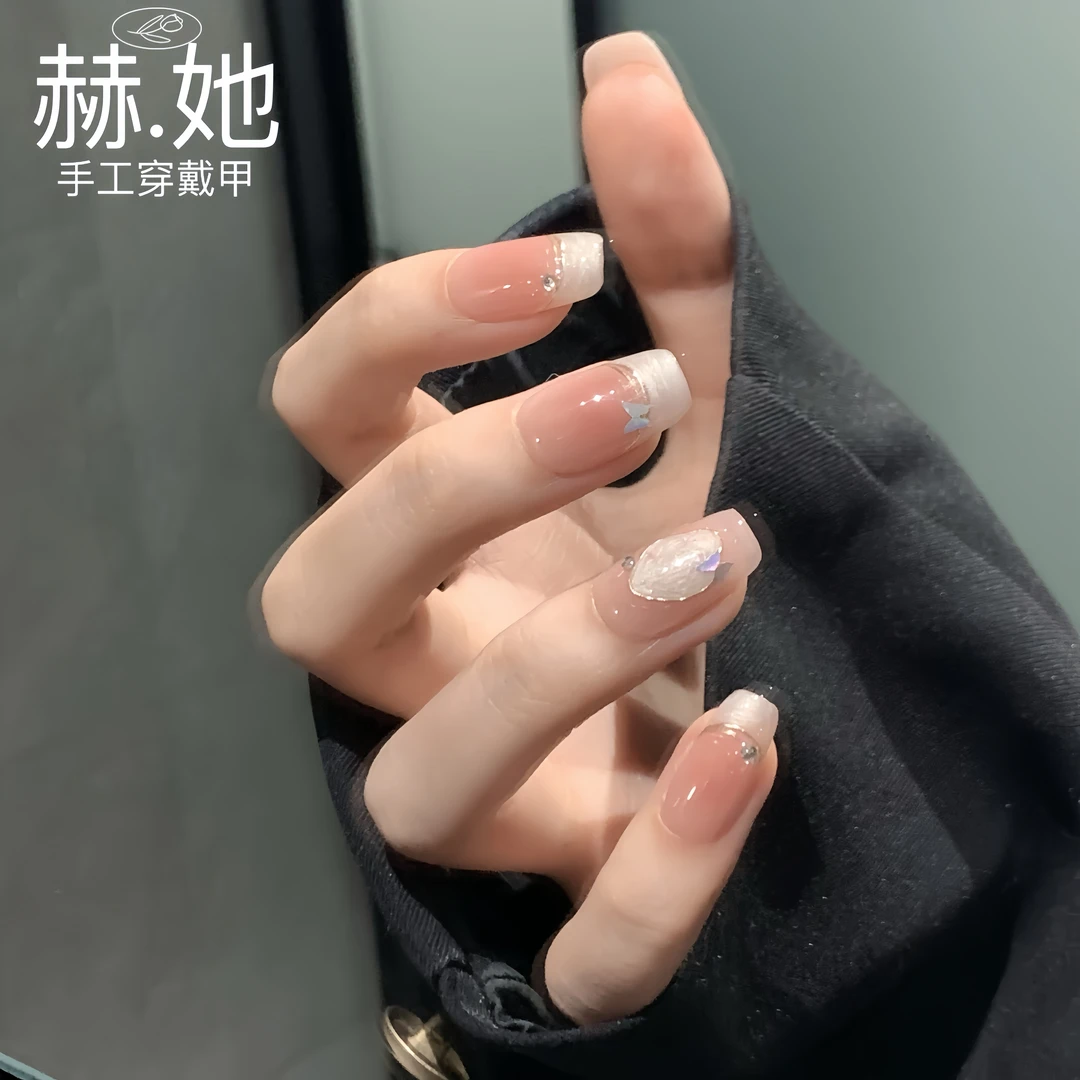 【洛可可】早秋在逃公主 珍珠贝母亮片镜面款  纯手工显白穿戴甲
