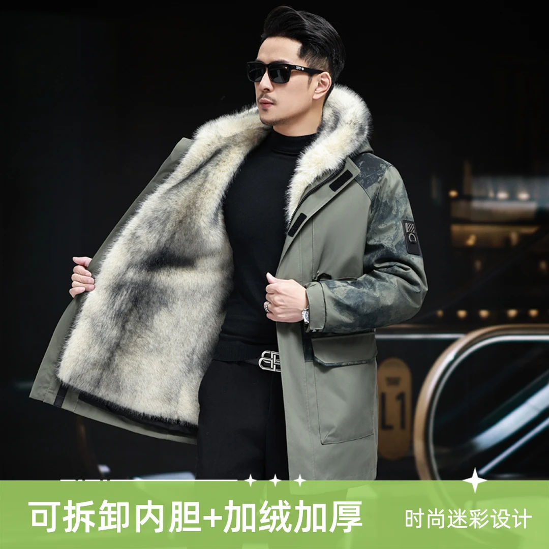 加厚工装派克服男军大衣加绒可拆卸内胆海宁冬季潮流情侣迷彩外套