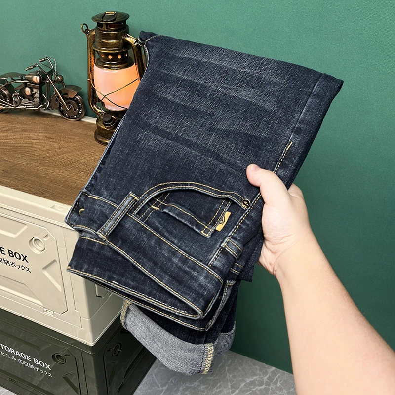 高端直筒牛仔裤男款秋季新款宽松深色裤子男春秋款潮流百搭休闲裤