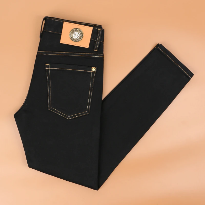 高端黑色牛仔裤2025新款男秋季新款弹力韩版显瘦修身小脚休闲长裤