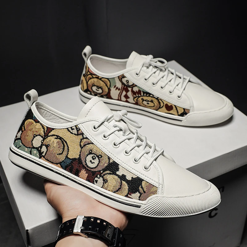 轻奢休闲鞋男士时尚小白鞋真皮板鞋潮流帆布鞋潮鞋