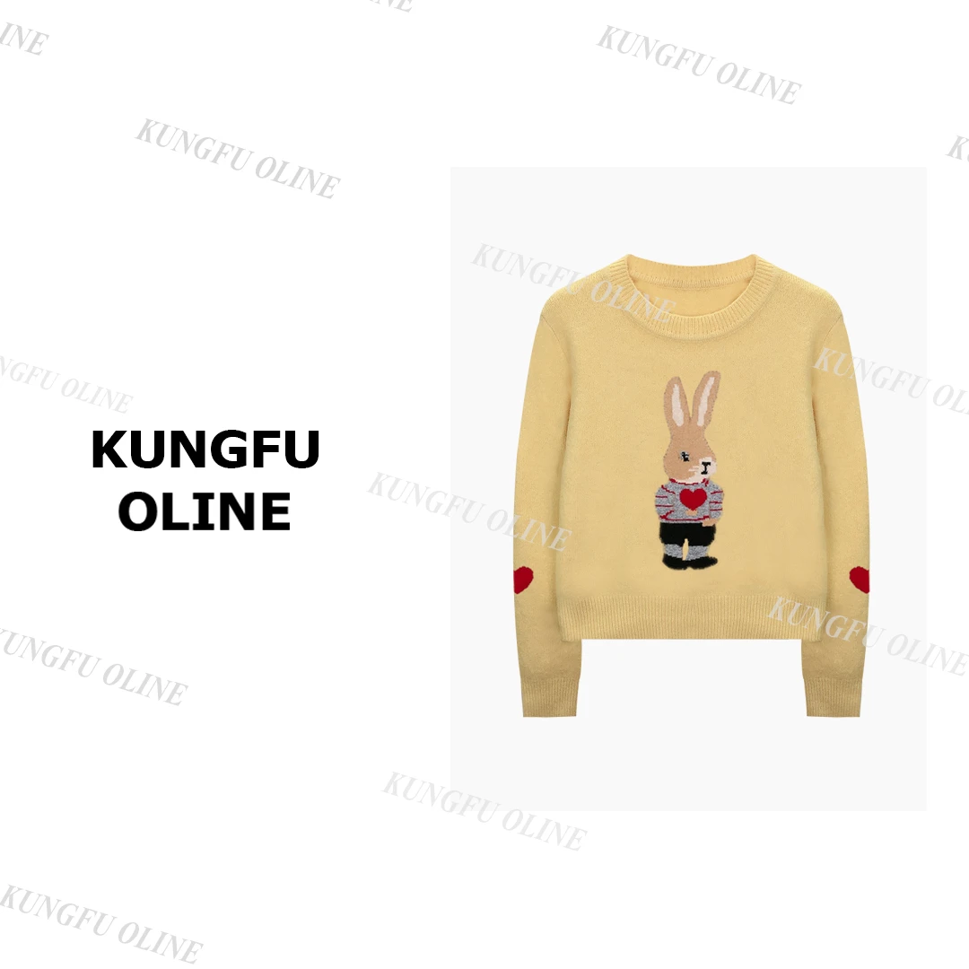 【圈圈】爱心小兔子针织衫女秋冬高级感软糯毛衣MY7122