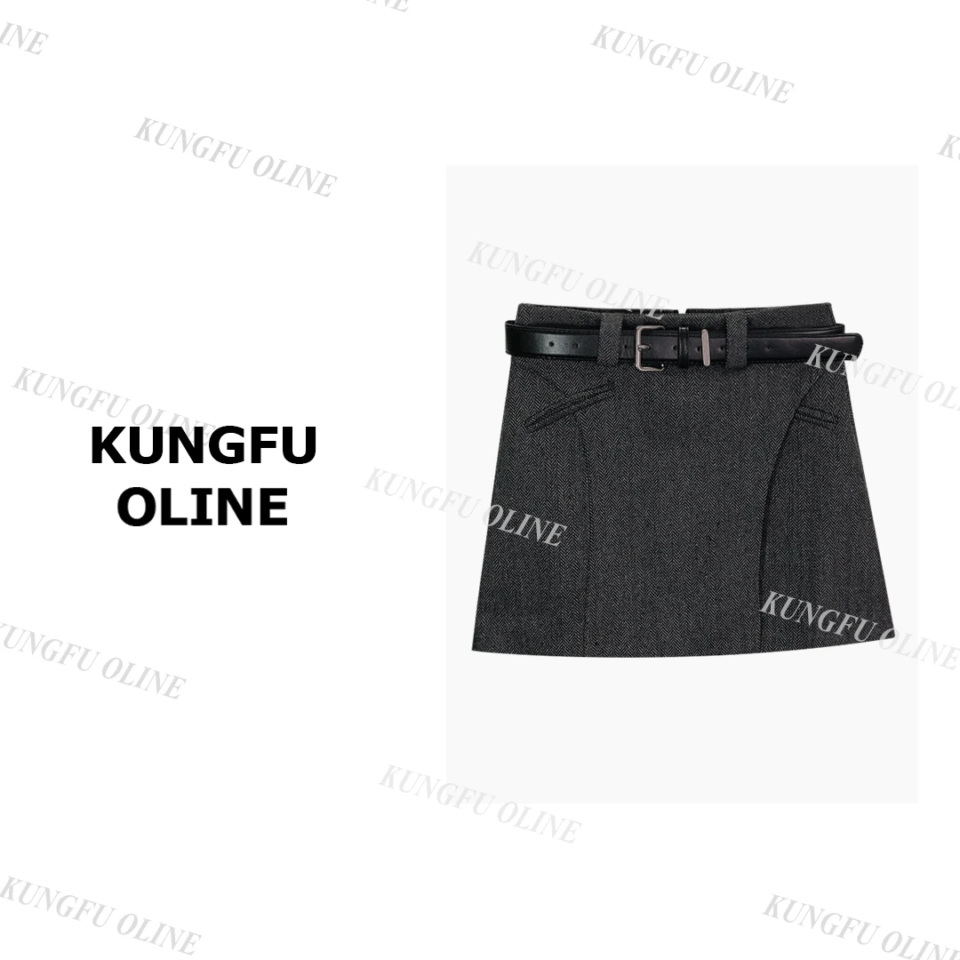 【裙子】配腰带QZ6976半身裙极简风百搭简约裙子休闲气质