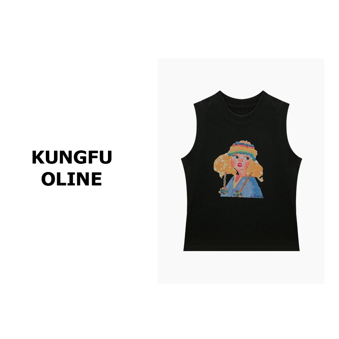 【现现】【女孩背心】BX6273卡通印花图案无袖圆领背心打底