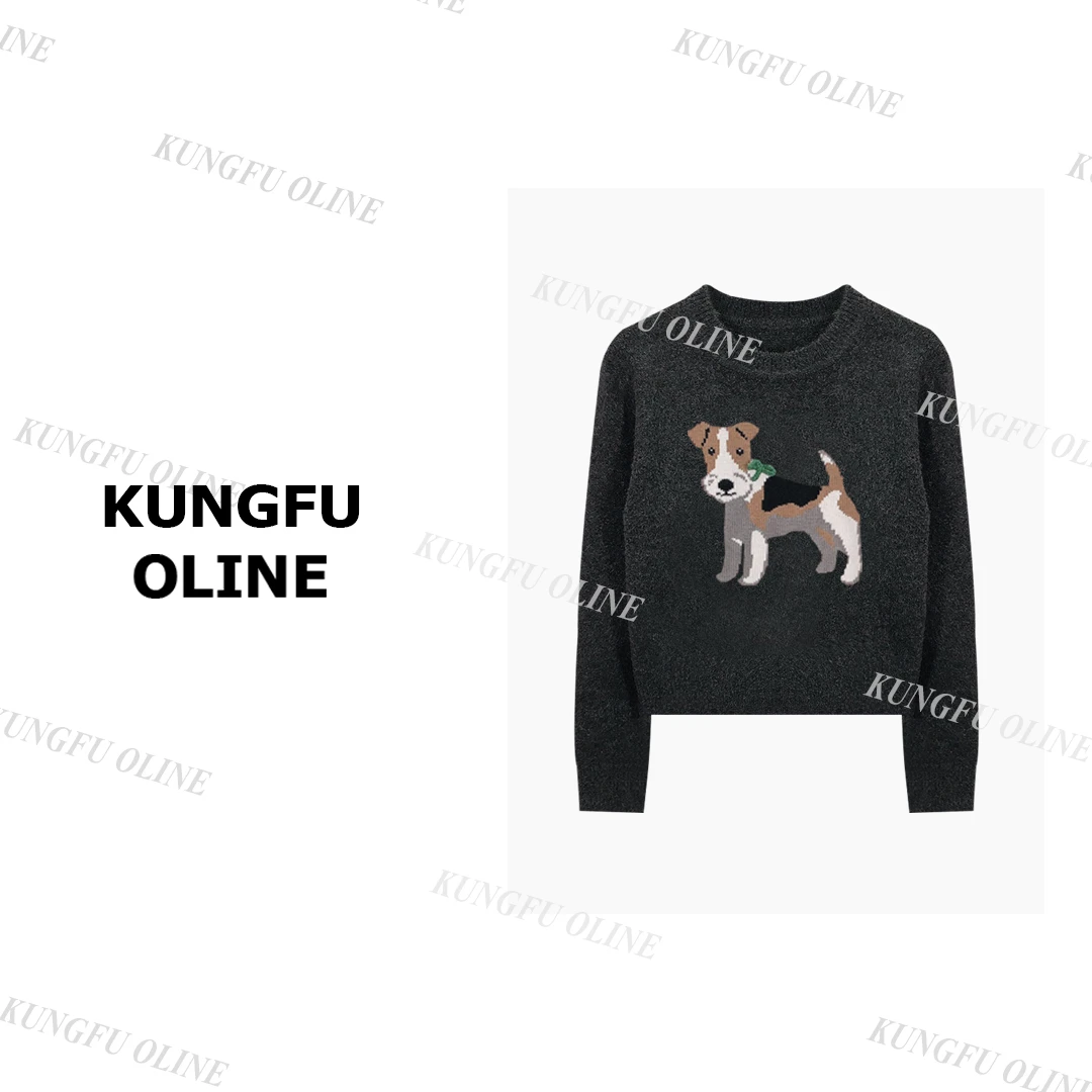 【周周】绿草狗MY7157复古提花针织衫女秋冬高级感软糯毛衣长袖