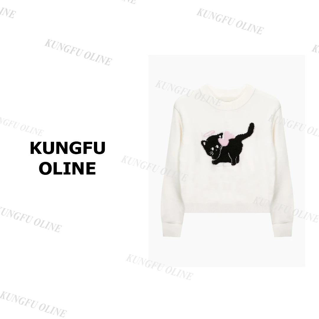 【周周】屁屁猫MY7099复古设计师提花针织衫女秋冬高级感软糯毛衣