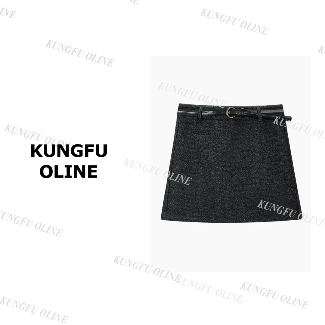 QZ5157配腰带极简风百搭假口袋A版短裙设计师简约裙子休闲气质