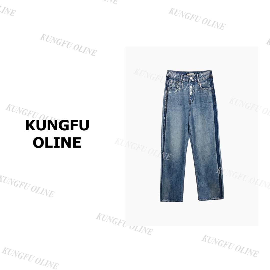 【现现】【狗头裤】NZK117港风复古水洗仔裤秋冬季宽松工装休闲长裤子