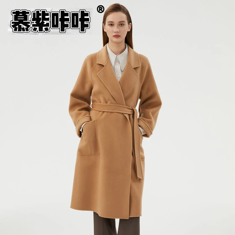 慕紫咔咔极简风百搭毛呢外套手工缝制毛呢外套秋冬早春居家外出
