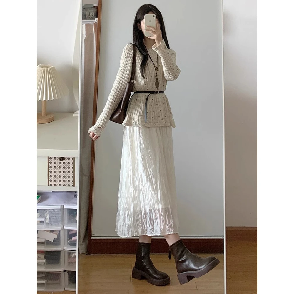 今年流行初秋装2024新款搭配一整套针织毛衣韩剧女主穿搭两件套装