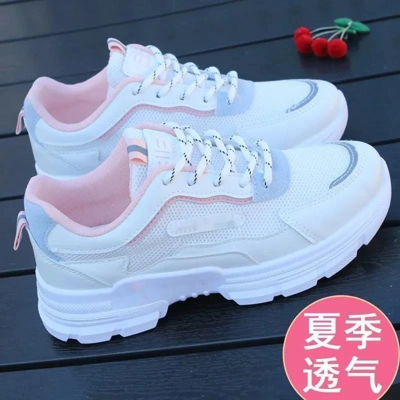 2025爆款夏季网鞋女老爹鞋女夏季透气板鞋2025春夏百搭女鞋网面