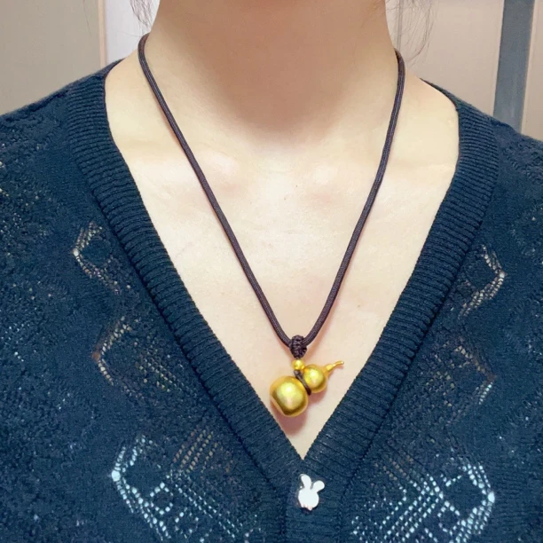 合金布艺项链合金布艺编绳项链合金项链【葫芦实心吊坠配黑绳】