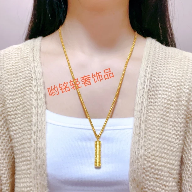 合金布艺项链 合金项链锁骨链【精美心经柱配黑绳】实心